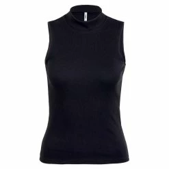 Alternative view of ONLY Damen Top - Nessa Life Highneck Rib - Black