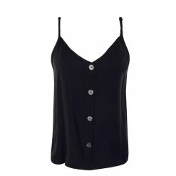 ONLY Damen Top - Nova Life Button Singlet Solid - Black