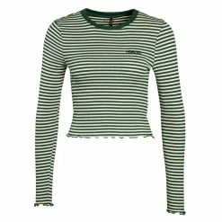 Alternative view of ONLY Damen Longsleeve - Maja Cropped Stripe - Hunter Green