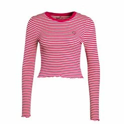 ONLY Damen Longsleeve - Maja Cropped Stripe - Pink Yarrow