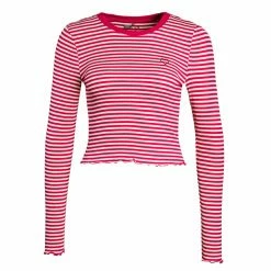 Alternative view of ONLY Damen Longsleeve - Maja Cropped Stripe - Pink Yarrow