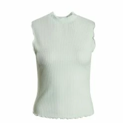 ONLY Damen Top - Lisa Rib Highneck - White