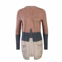 ONLY Damen Strickjacke - Long Queen Stripe - Rosa Grey