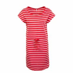 ONLY Damen Kleid - May Life - Cayenne / Stripes / White