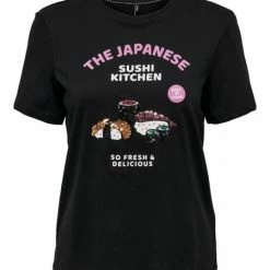 ONLY T-Shirt Halbarm ONLKITA REG S/S SUSHI TOP BOX JRS, Black/Japanese