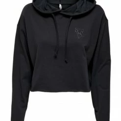 ONLY Sweat Oberteil ONLSARAH UNB EMB HOOD SWEATSHIRT CS, Phantom