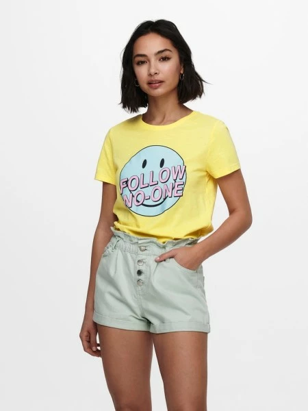ONLY T-Shirt Halbarm ONLSMILEY LIFE REG S/S TOP BOX JRS, Sunshine/FOLLOW 5 ONLY T-Shirt Halbarm ONLSMILEY LIFE REG S/S TOP BOX JRS, Sunshine/FOLLOW – Bild 3