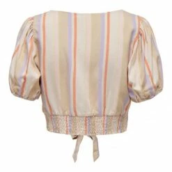 Alternative view of ONLY Bluse Halbarm ONLTINE SS KNOT BUTTON TOP WVN, Whitecap Gray/PRUPLE + ORANGEPEEL+