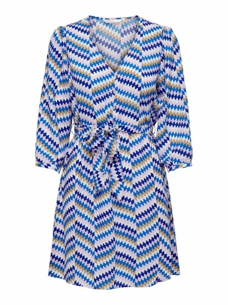 ONLY Kleid ONLSTELLA LIFE 3/4 V-NECK DRESS PTM, Bluing/Sea Zig Zag 3 ONLY Kleid ONLSTELLA LIFE 3/4 V-NECK DRESS PTM, Bluing/Sea Zig Zag