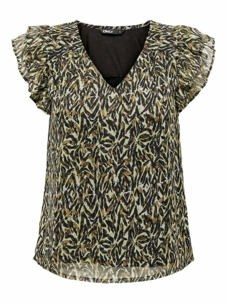 ONLY Bluse Halbarm ONLELIZA S/S V-NECK TOP PTM, Toasted Coconut/Craft Animal 3 ONLY Bluse Halbarm ONLELIZA S/S V-NECK TOP PTM, Toasted Coconut/Craft Animal