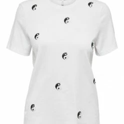 ONLY T-Shirt Halbarm ONLKITA REG S/S YIN YANG TOP BOX JR, Bright White/Yin