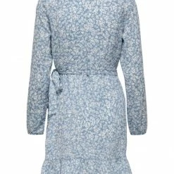 Alternative view of ONLY Kleid ONLCARLY L/S WRAP SHORT DRESS NOOS, Cashmere Blue/WHITE LEAFES FLOWER