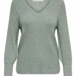 ONLY Pullover ONLATIA L/S V-NECK CUFF KNT NOOS, Chinois Green/W. MELANGE