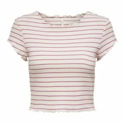 ONLY Bluse Halbarm ONLANITS S/S CROPPED TOP JRS, Very Berry/Cloud Dancer